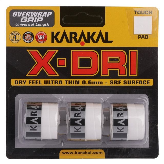 Karakal X-DRI Overwrap Grip 3Pack White